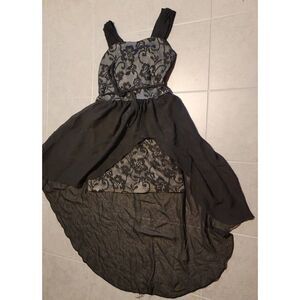 RMLA Girls High Low Flare Black Dress Size 7